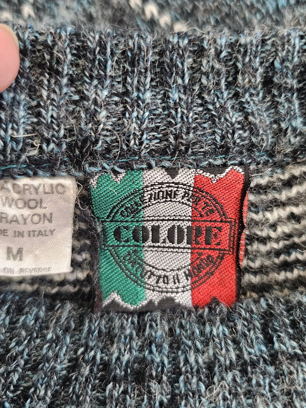 Vintage Men's Blue Patterned Wool Sweater